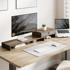 Fenge Triple Monitor Stand with Storage Drawer, Adjustable Length and Angle - Image 6