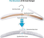 JS HANGER Padded Hanger for Sweaters - 17 Inch Extra Large Heavy Duty Satin Covered Coat Hangers No Shoulder Bump for Women Clothes, Sweaters, Dresses, Clothing, Weddings, Lingerie Pack of 10, White - Image 3