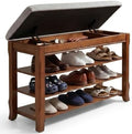 Solid Wood Shoe Rack Bench with Storage, Flip-Top Soft-Close Lid, 31.5” by Drogenble