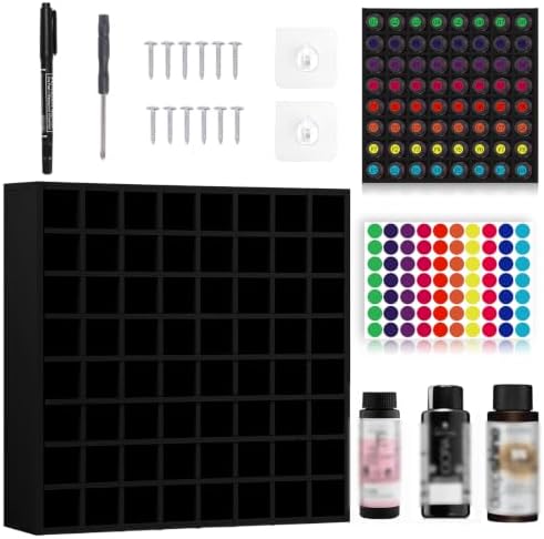 64 Grids Hair Color Organizer for 2oz Shades EQ Wall Mounted Hair Color Rack Stackable Hair Dye Holder Paint Bottle Rack Stand for Salon Decor Lumishine Igora Vibrance Deepshine Use (1, Black) by SKLENICE