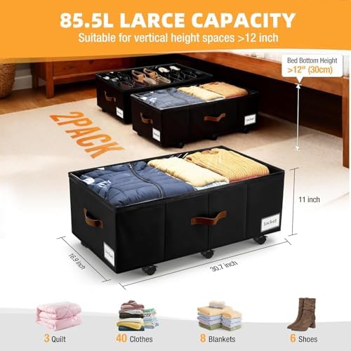 Under Bed Storage with Wheels, Dorm Room Organizer for Clothes Shoes Toys - Image 6
