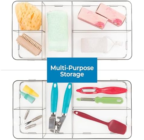 iDesign Interlocking 5-Section Drawer Organizer, Set of 2, Clear - Image 5