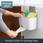 YouCopia DoorStash Garbage Bag Dispenser, Hanging Kitchen Cabinet Door Trash Bag Organizer with Removable Lid for Storage, Speckled White - Image 2