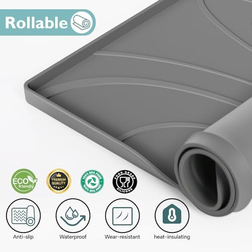 Under Sink Mat 28" x 22", Silicone Under Sink Liner for Kitchen and Bathroom, Waterproof Cabinet Protector Drip Tray, Protects Cabinets from Leaks and Spills - Image 3