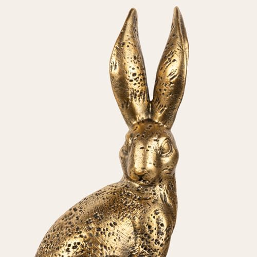 Rabbit Bookends, Decorative Bunny Book Ends for Shelves, Unique Rabbit Figurine Bookends, Heavy Resin Book Holder for Bookshelf Home Office Nursery Decor (Gold) - Image 5