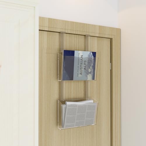 2 Tier Clear Acrylic Wall Hanging File Organizer Over the Door File Holder - Image 3