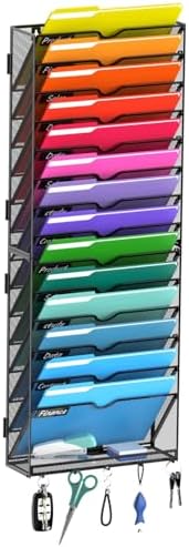 15-Tier Wall File Organizer with Hook, Hanging File Organizer Black by Unknown