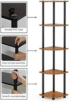 Furinno TURN-N-TUBE Corner Shelf, 5-Tier Corner Bookshelf, Open Storage Shelves, for Organization and Storage, Living Room, Home Office, Garage, Bedroom, Light Cherry - Image 5