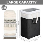 Goodpick 75L Laundry Hamper with Wheels & Removable Wash Bag for Dorm - Image 3