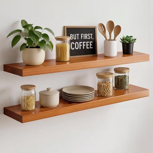 Homeforia 30 Inch Floating Shelves, High-End Solid Pine Wood, Set of 3 by Homeforia