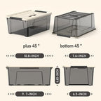 8 Pack Clear Black Plastic Storage Bins with Khaki Lids, Small Latching Storage Boxs with Handle, Stackable Containers for Organization (5 Quart) - Image 2