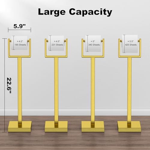 Brass Gold Toilet Paper Holder Stand，Stainless Steel Toilet Paper Holder Free Standing，Stable Weighted Base Floor Tissue Roll Holder for Bathroom，Modern Pivoting Toilet Paper Stand - Image 4