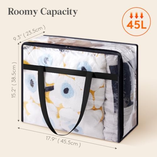 Lifewit 45L Clear Clothes Storage Bags,Plastic Foldable Blanket Storage Bag - Image 2