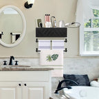 Hair Tool Organizer Wall Mount With 2 Towel Bars, Wood Hot Tools Holder, Rustic Bathroom Blow Dryer Holder For Decor, Flat Iron, Curling Wand, Brushes (Black) - Image 4