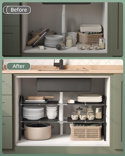 Under Sink Organizers and Storage,Expandable under cabinet organizer Shelf - Image 6