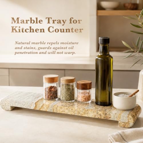 16"x4" Natural Marble Tray Pedestal Stand, Bathroom Counter Vanity Trays - Image 6