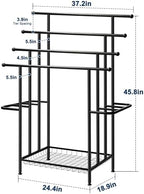 Haturi 4-Tier Free Standing Towel Rack for Bathroom, 45.3" H Black Metal Towel Drying Rack, 18.1" W with Storage Basket, Outdoor Pool Towel Holder for Oversized Towels & Blankets - Image 2