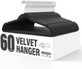 YSSOA Velvet Hangers 60 Pack, Non-Slip Clothes Hangers with Shoulder Notches, 360° Swivel Hooks, Heavy Duty Standard Hangers for Closet Space Saving, Black by YSSOA