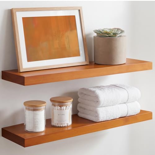 Homeforia 24 Inch Floating Shelves, High-End Solid Pine Wood, Set of 2 by Homeforia