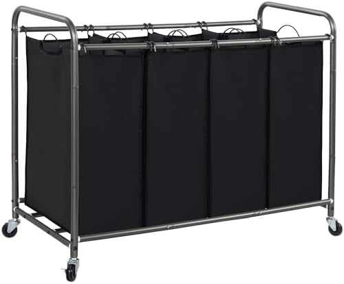 STORAGE MANIAC 3 Section Laundry Sorter, Laundry Hamper with Wheels, Black by STORAGEMANIAC