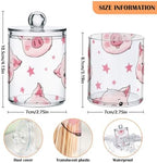 susiyo 4 Pack Small Qtip Holder Dispensers Pigs and Stars Plastic Jars with Lid for Cotton Balls Swabs Pads - 4 Pcs - Image 2