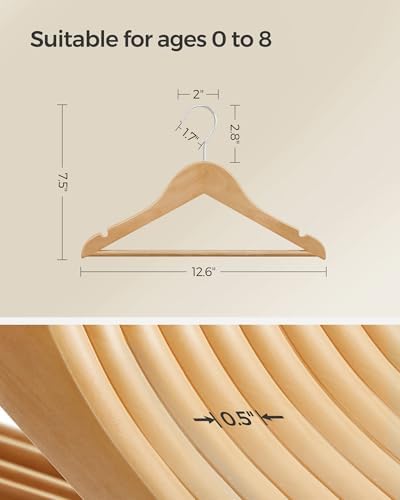 SONGMICS Baby Hangers 20 Pack, Kids Wooden Hangers for Children's Clothes - Image 5