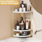 3-Tier Bathroom Organizer Countertop, Corner Bathroom Counter Organizer, Makeup for Vanity Skincare Organizers and Storage, Kitchen Counter Organizer Perfume Organizer (Gold) - Image 4