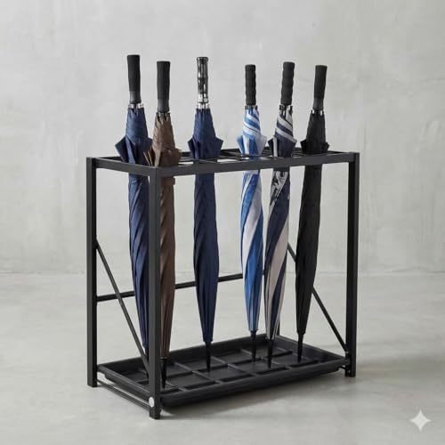 Folding Umbrella Storage Stand Rack Holder Organizer Free Standing Industrial Umbrella Rack for Entryway Home Commercial Office Hotel Entry Hallway Patio Décor with Removable Drip Tray by GLGLOBALLIFE--Abrandthatyoucantrust