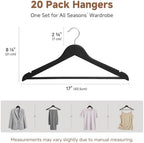 StorageWorks Wooden Coat Hangers, 20 Pack Wood Clothes Hanger for Closet - Image 2