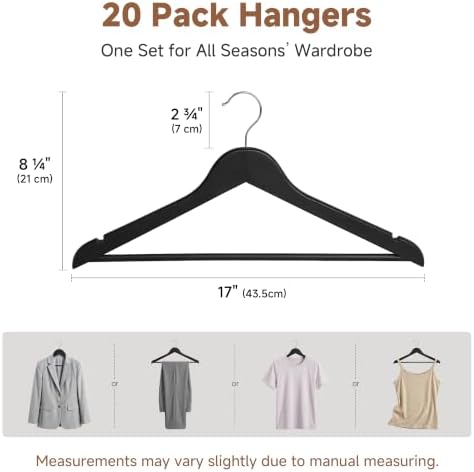 StorageWorks Wooden Coat Hangers, 20 Pack Wood Clothes Hanger for Closet - Image 2