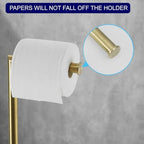 Free Standing Toilet Paper Roll Holder Stand with Reserve, Gold Brushed - Image 5