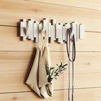 CAQ Wooden Coat Rack Wall Mounted Black 3 Hooks, Modern Piano Design Magnetic Wall Hook, Space-Saving Key Holder Hanger for Entryway Bedroom, Walnut 8 Hooks - Image 5