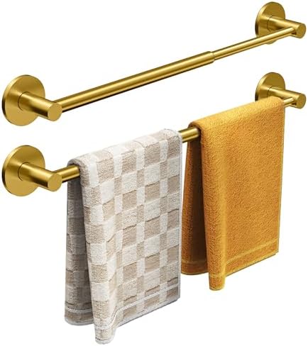 Magnetic Towel Bar, Adjustable Towel Rod, Brushed Gold, 2 Pack by MIROAMZ