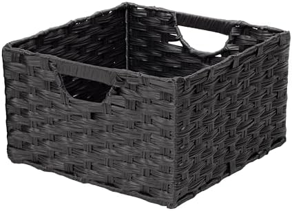 Seville Classics Premium Handwoven Portable Laundry Bin Basket with Carrying Handles, Household Storage for Clothes, Linens, Sheets, Black, Rectangular (2-Pack) - Image 4