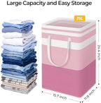 HomeHacks 2 Pack Laundry Baskets, Laundry Hampers Bags (Grey+Pink 75L) - Image 3