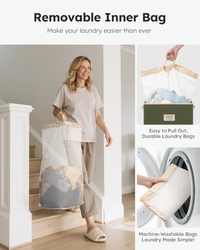 SOLEDI 100L Laundry Hamper with Lid, Large Collapsible Laundry Basket - Image 4