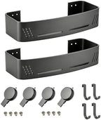 2-Pack Suction Cup Shower Caddy with Hooks, Gun Grey Aluminum by PHXGrove