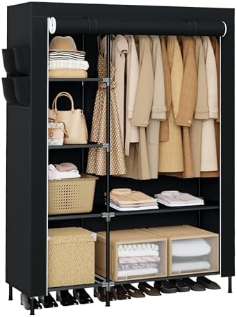 CASAMAYA Portable Closet, 48 Inch Large Capacity Wardrobe Closet, Clothes Storage Organizer with Shelves and Hanging Rod, Easy to Assembly, Black PCT221B01 by Unknown