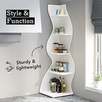 Tribesigns Corner Shelf, Modern 5-Tier Wall Corner Bookshelf Set of Two, Stylish Corner Small Bookcase Storage Rack Plant Stand for Living Room, Home Office, Kitchen, Small Space White, 2PCS - Image 6