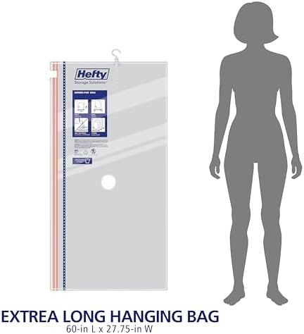 Hefty Hanging Compression Bags 3 Extra Long Vacuum Garment Storage Bags for Clothes, Travel, Closet Organization (60 X 27 Inches) (X-Large) (Pack of 3) - Image 7