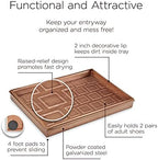 Good Directions 20″ x 14″ Decorative Squares Design Metal Boot Tray – Galvanized Steel with Copper Finish, Multi-Purpose Shoe, Plant & Pet Bowl Tray - Image 3