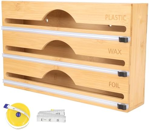 Bamboo 3-in-1 Wrap Dispenser with Cutter - 12" Rolls - 1 Unit by BambooMN