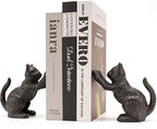 Ambipolar Cat Decorative Bookends, Unique Book Ends to Hold Books Heavy Duty for Office Desk, Vintage Antique Black Home Decor, Shelf Decoration, Modern Living Room Decor by Ambipolar