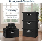 Graciadeco Medium 15" 21 Quart Collapsible Stackable Storage Bins with Lids, 5 Packs Black Foldable Fabric Closet Storage Boxes with Lids, Lidded Heavy-duty Linen Baskets(15x11x8) - Image 4