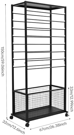 Double-Sided 16-Layer Ribbon Holder Organizer Rack with Wheels Floor Standing Wrapping Paper Display Shelf for Florist Craft Room Cake Shop, 110lbs Load-Bearing Capacity - Image 6