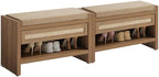 SICOTAS Rattan Shoe Bench Entryway Bench with Storage Drawer, Linen Cushion by SICOTAS