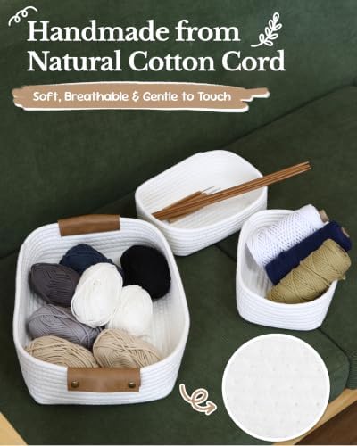 Sea Team Nesting Rectangular Woven Cotton Rope Storage Basket, 3‑Pack - Image 2