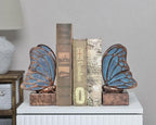 Vintage Blue Butterfly Bookends,Resin Book Ends for Shelves,Heavy Duty Decorative Bookends,Creative Book Stopper Holder Decor for Desk Home Office,Shelf Decoration,Gifts for Mother's Day - Image 2