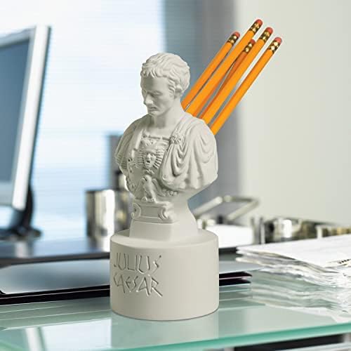WHAT ON EARTH Julius Caesar Pencil Holder Stab Back Ides of March Pencil Holder for Desk, Roman Bust Statue with Back Stabbed Holes - Image 6