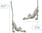 Yoga Cat Decorative Paper Towel Holder or Toilet Paper Holder by Comfify - Adorable Downward Dog Pose Kitty- Cast Iron Paper Towel Stand - Antiqued Cast Iron White Color - 19" Tall - Image 3